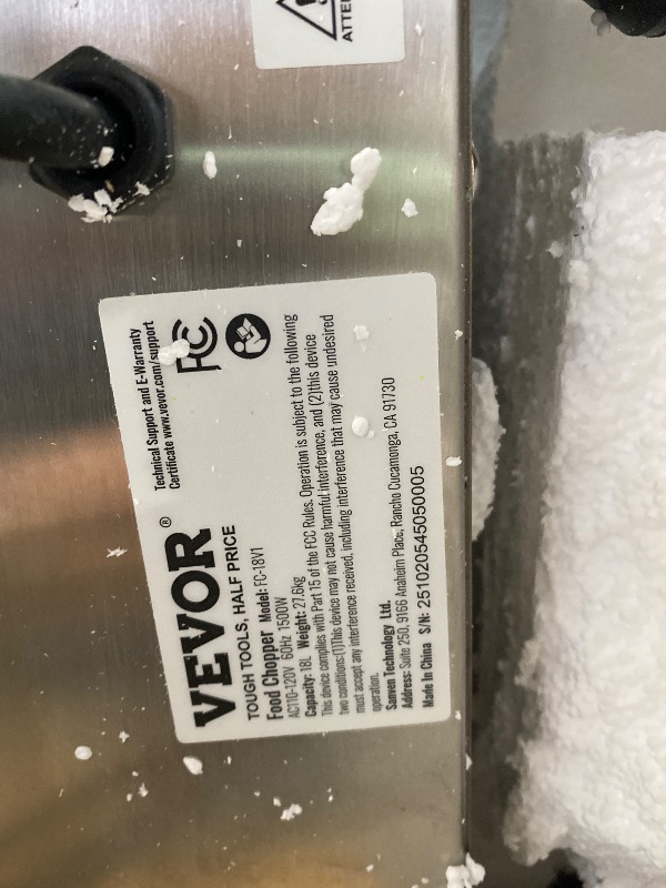 Photo 1 of (used) VEVOR Food Processor & Vegetable Chopper, 19 Quart Food-Grade Stainless Steel Food Processor Chopper with S-Curve Blade and Scraper, Ideal for Chopping Vegetables, Fruit, Grains, Nuts