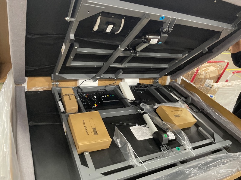 Photo 1 of ** OPENED FOR INSPECTION ***Yiree Queen Adjustable Bed Base Frame, Massage & Wireless Remote, Dual USB Ports,Ergonomic Upholstered Bed Frame, Lift Motor, Under Bed Lighting, Independent Head and Foot Tilt