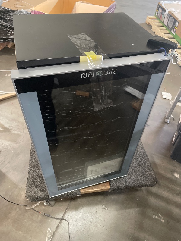 Photo 1 of *** DAMAGED DOOR SHOWN ****Avanti WC34N2P Wine Cooler Freestanding Single Zone with Temperature Control Holds Up to 34 Bottles, Stainless Steel Construction with Glass Door, Black