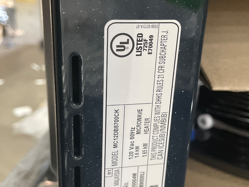 Photo 1 of ***DENTS SHOWN ON TOP **** SAMSUNG 1.2 cu. ft. Countertop Convection Microwave with Air Fry, Black Glass, MC12DB8700CKAA