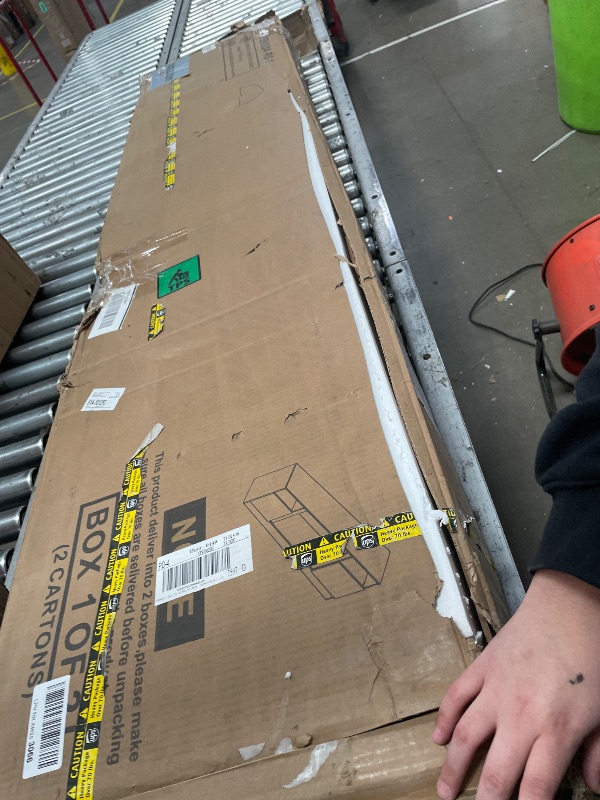 Photo 1 of ****PARTIAL SET MISSING BOX 2 OF 2***** OneBlis 70" Fireplace TV Stand with 36" Electric Fireplace, LED Light Entertainment Center for TVs Up to 80", High-Gloss Door, Modern TV Console for Living Room with Storage Cabinet, Black+Black