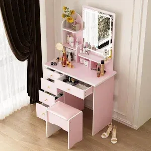 Photo 1 of ****STOCK PHOTO FOR REFERENCE ONLY **** Pink vanity desk with mirror 
