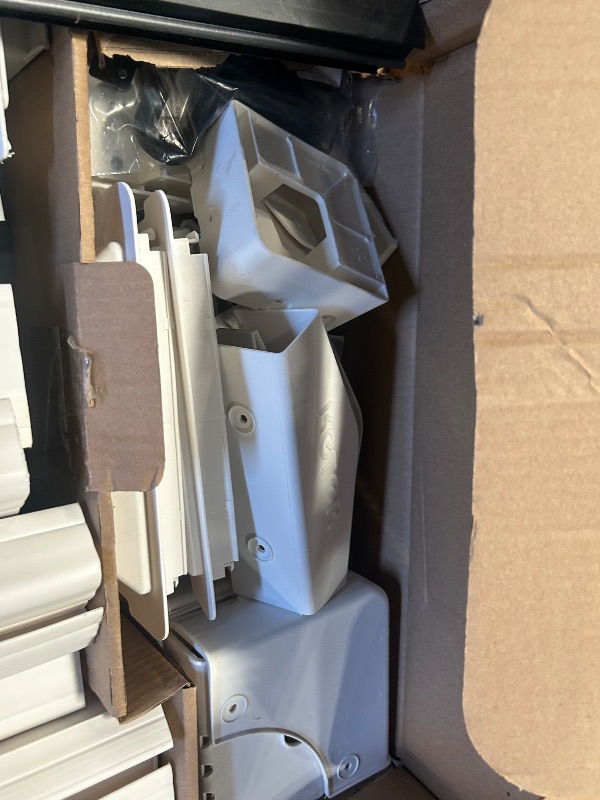 Photo 1 of ** MAY BE. A PARTIAL SET ***Keter Manor 4x6 Resin Outdoor Storage Shed Kit-Perfect to Store Patio Furniture, Garden Tools Bike Accessories, Beach Chairs and Lawn Mower, Grey & White