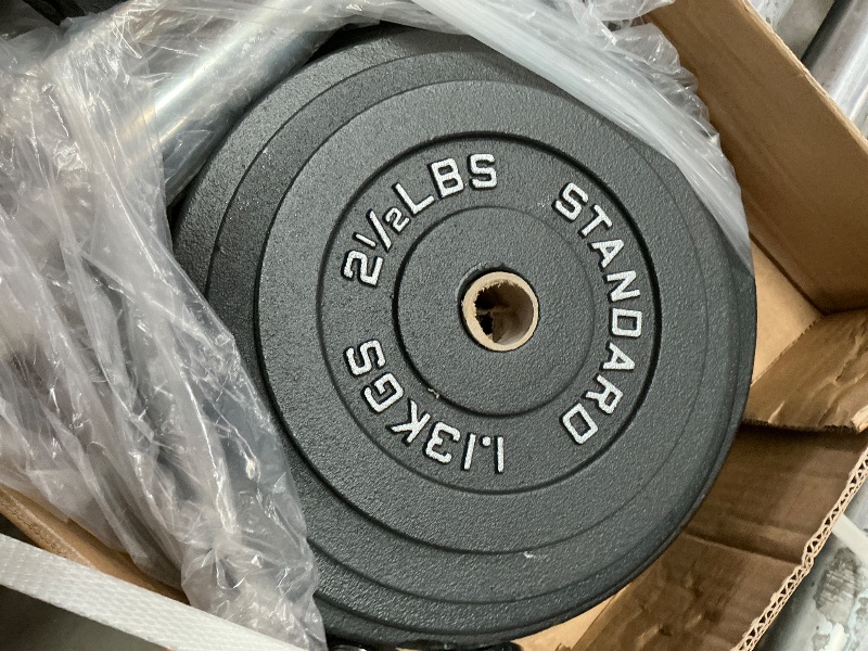 Photo 1 of *** PARTIAL SET *** Fitvids Cast Iron Standard Weight Plates Including Standard Barbell with Star