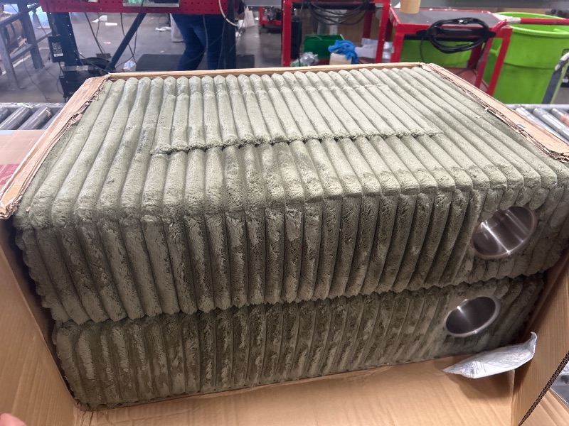 Photo 1 of *** PARTIAL SET MISSING A BOX ***LINSY HOME Loveseat Sofa with Storage, Plush Corduroy Love Seat Couch Sectional Couches for Small Space Living Room Apartment Bedroom (Green)