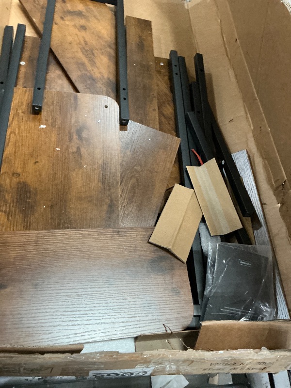 Photo 1 of **PARTS ONLY/SEE NOTES** YITAHOME L Shaped Desk with Power Outlets & LED Lights, 67" Computer Desk with File Drawer, Corner Desk Home Office Desk with Monitor Stand & 3 Cubbies Storage Shelves, Brown