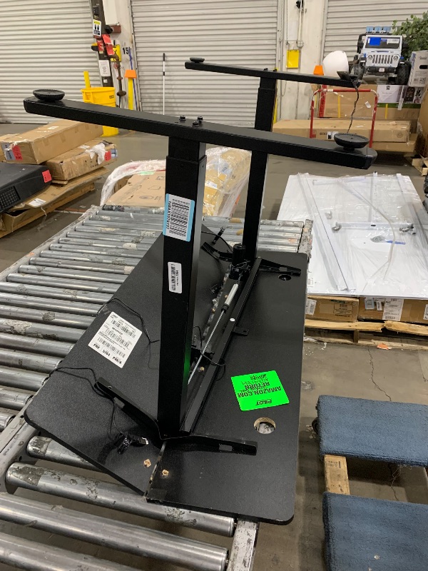 Photo 1 of **used, damaged item**
YIHAYO Electric Standing Desk, 48 x 24 Inches Stand Up Desk with Splice Board, Adjustable Height Desk, Computer Desk for Home Office, Black Frame/Black Top