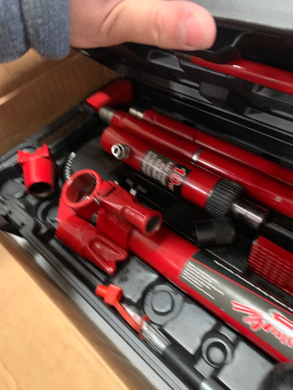 Photo 1 of 10 Ton Hydraulic Porta Power Kit with Wheeled Case, Heavy Duty Ram Pump & 4.6Ft Hose for Automotive Frame Repair, Farm Equipment, Industrial Maintenance