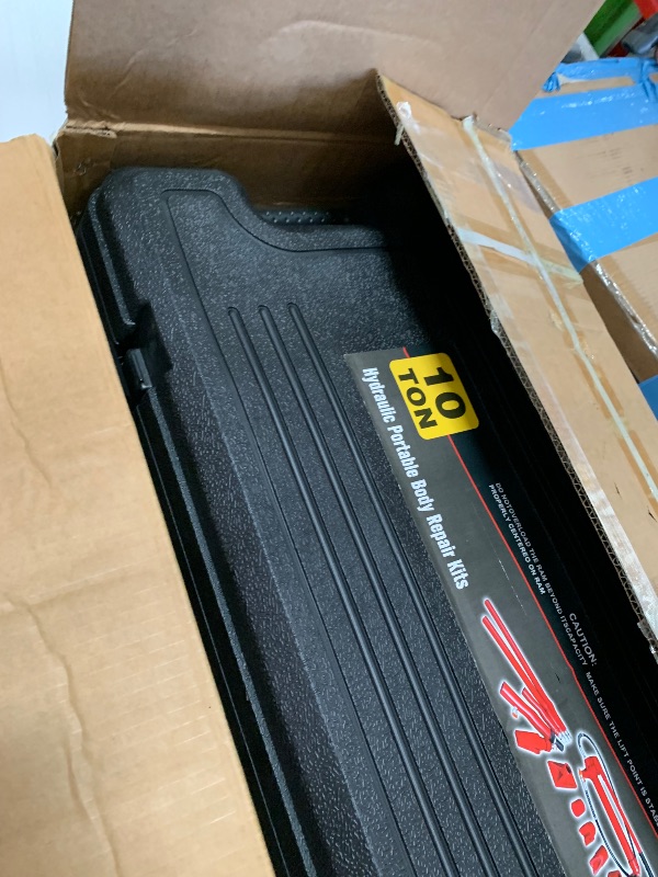 Photo 1 of 10 Ton Hydraulic Porta Power Kit with Wheeled Case, Heavy Duty Ram Pump & 4.6Ft Hose for Automotive Frame Repair, Farm Equipment, Industrial Maintenance