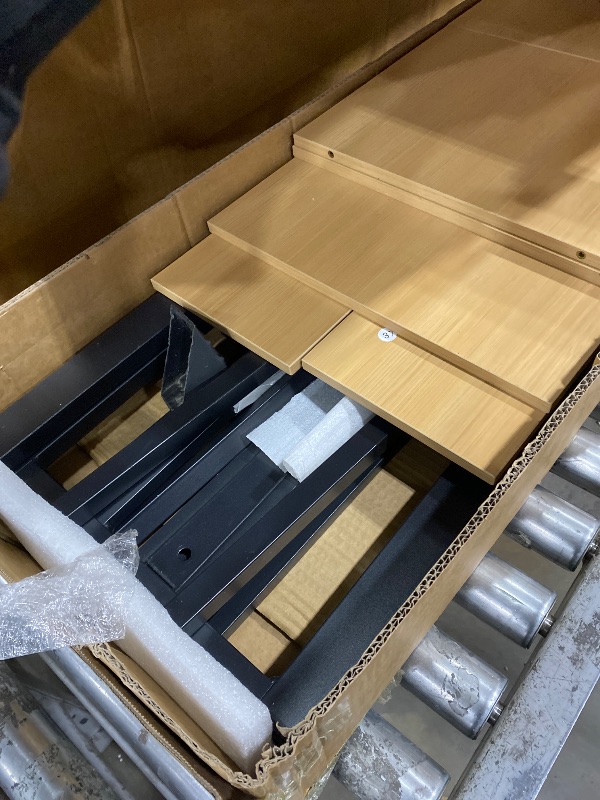 Photo 1 of **2 boxes, unknown if missing any other boxes**Bellemave Queen Loft Bed Frame with Storage Stairs, Beside Shelf & Wardrobe, Metal Queen Size Loft Bed with USB Ports&LED Light, Large Under-Bed Space Loft Beds for Adults,Teens, Kids, Black Natural