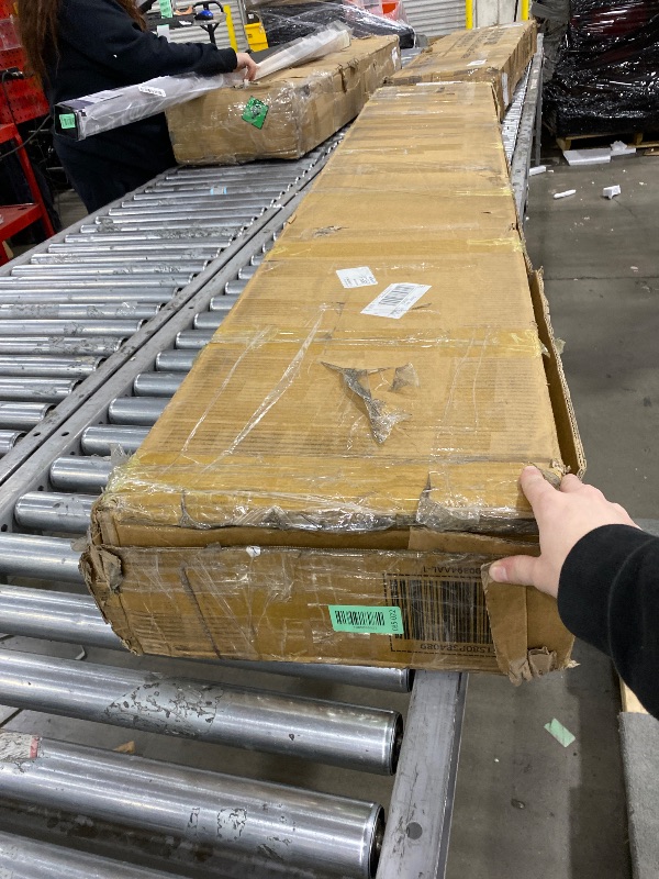 Photo 1 of **2 boxes, unknown if missing any other boxes**Bellemave Queen Loft Bed Frame with Storage Stairs, Beside Shelf & Wardrobe, Metal Queen Size Loft Bed with USB Ports&LED Light, Large Under-Bed Space Loft Beds for Adults,Teens, Kids, Black Natural