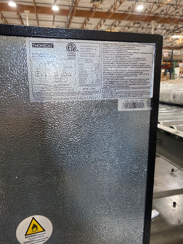 Photo 1 of ***HEAVY USE DOESNT GET COLD ***Thomson model TFR834-B-6COM Double Door Mini Fridge with Freezer for Bedroom Office or Dorm with Adjustable Remove Glass Shelves Compact Refrigerator, 3.1 cu ft, Stainless Steel