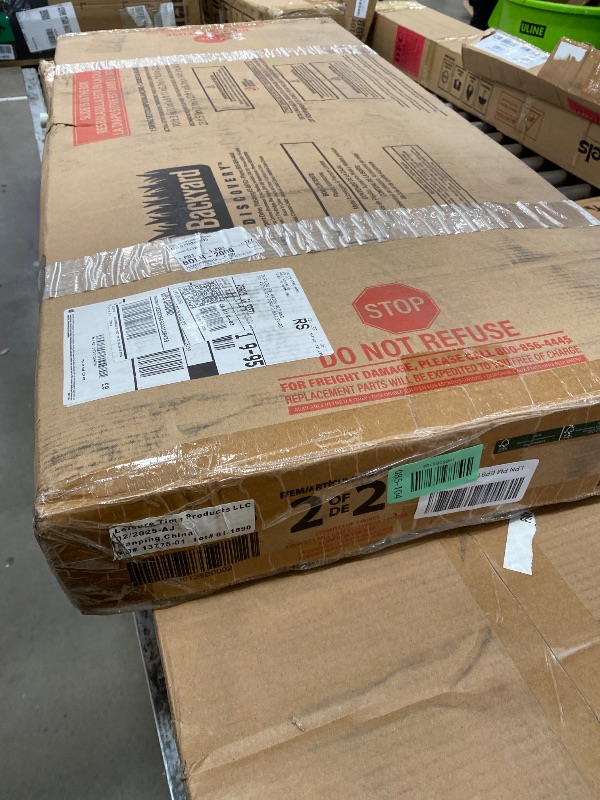 Photo 1 of **ONLY BOX 2 OF 2**Backyard Discovery Bay Pointe Cedar Wood Swing Set with Wave Slide, Play Deck, Rock Wall Ladder, Belt Swings, Chalkboard, Canopy Roof, Outdoor Playset