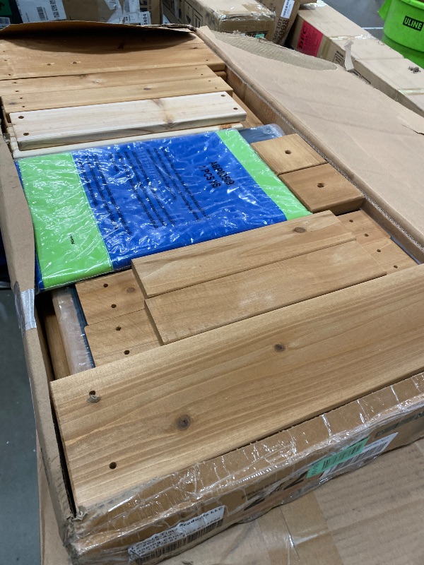 Photo 1 of **ONLY BOX 2 OF 2**Backyard Discovery Bay Pointe Cedar Wood Swing Set with Wave Slide, Play Deck, Rock Wall Ladder, Belt Swings, Chalkboard, Canopy Roof, Outdoor Playset