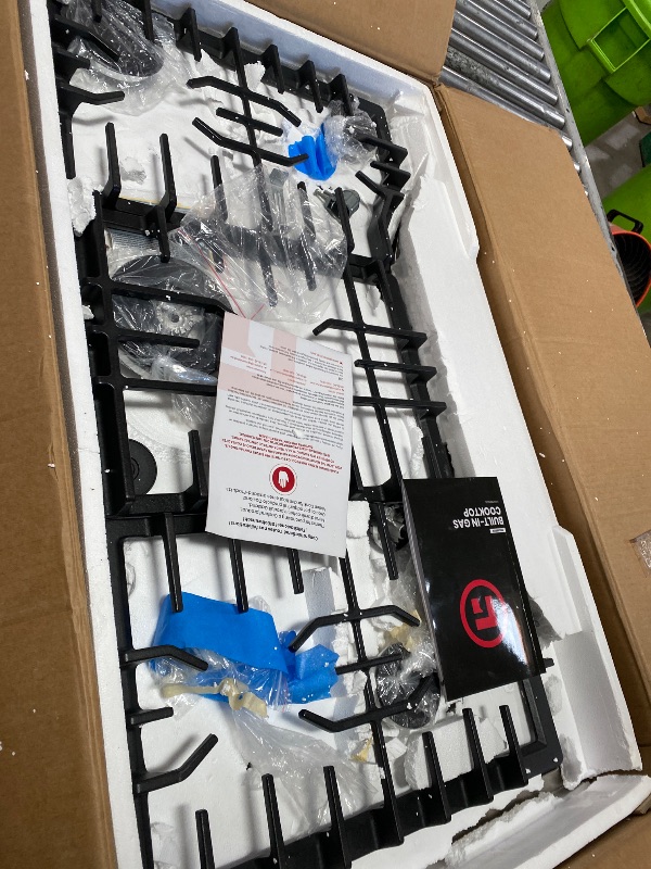 Photo 1 of **GASLAND 36 Inch Gas Cooktop, PRO GH3365SF 5 Burner Gas Stovetop with Reversible Cast Iron Grill/Griddle, Plug-in, NG/LPG Convertible Cooktops, Stainless Steel