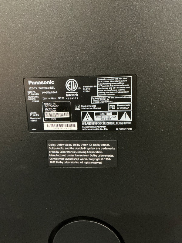 Photo 1 of (DAMAGED SOLD AS PART) Panasonic W95 Series 75-inch Mini LED 4K Ultra HD Smart Fire TV, Sport Stadium Mode, ATSC3.0, Dolby Vision IQ, Dolby Atmos, HDR10+ Adaptive, Press and Ask Alexa, 144Hz, Wall-mountable - 75W95AP CRACKED SCREEN