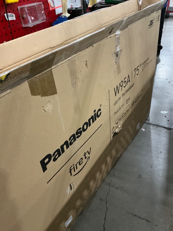 Photo 1 of (DAMAGED SOLD AS PART) Panasonic W95 Series 75-inch Mini LED 4K Ultra HD Smart Fire TV, Sport Stadium Mode, ATSC3.0, Dolby Vision IQ, Dolby Atmos, HDR10+ Adaptive, Press and Ask Alexa, 144Hz, Wall-mountable - 75W95AP CRACKED SCREEN