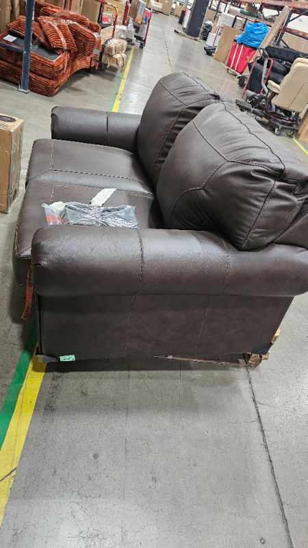 Photo 1 of **Had scratches and damage**Signature Design by Ashley Colleton Traditional Loveseat with Nailheads, Top Grain Leather and Skillfully Matched Leather, 67" W x 40" D x 39" H, Dark Brown