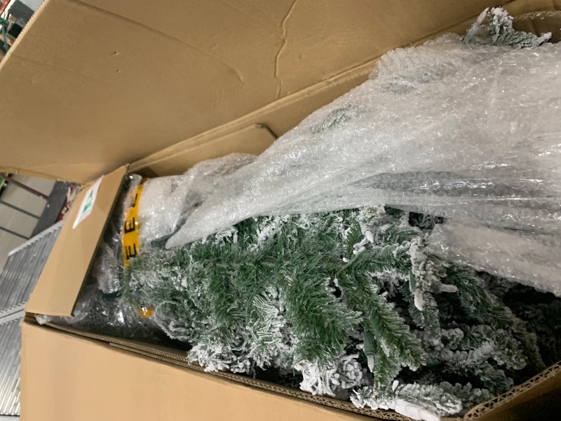 View 3 of *** PARTIAL SET - BOX 2 OF 2 ONLY *** Fraser Hill Farm 10-Ft. Pine Valley Flocked Artificial Christmas Tree with White Incandescent Smart Lights and Stand, Prelit Foldable Fake Tree with Realistic Snowy Foliage for Home Decoration