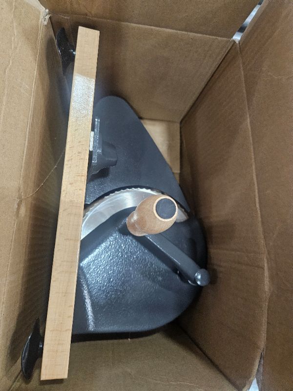 View 3 of (used/ouit of box) Manual Sourdough Bread Slicer, Adjustable Slice, Hand-Cranked Bread Slicer with Ergonomic Handle, Serrated Edge 316 Stainless Steel Blade, Suction Cup Base?Dark Gray?