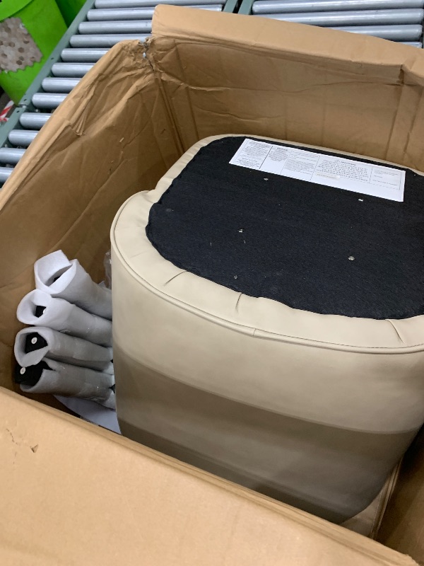 Photo 1 of *************MISSING 2 OF THE 3 CHAIRS**********
Counter Height Barstools 26 inch Upholstered Swivel Bar Stools with Back and Wood Legs for Kitchen Island,Set of 3,Beige PU Leather