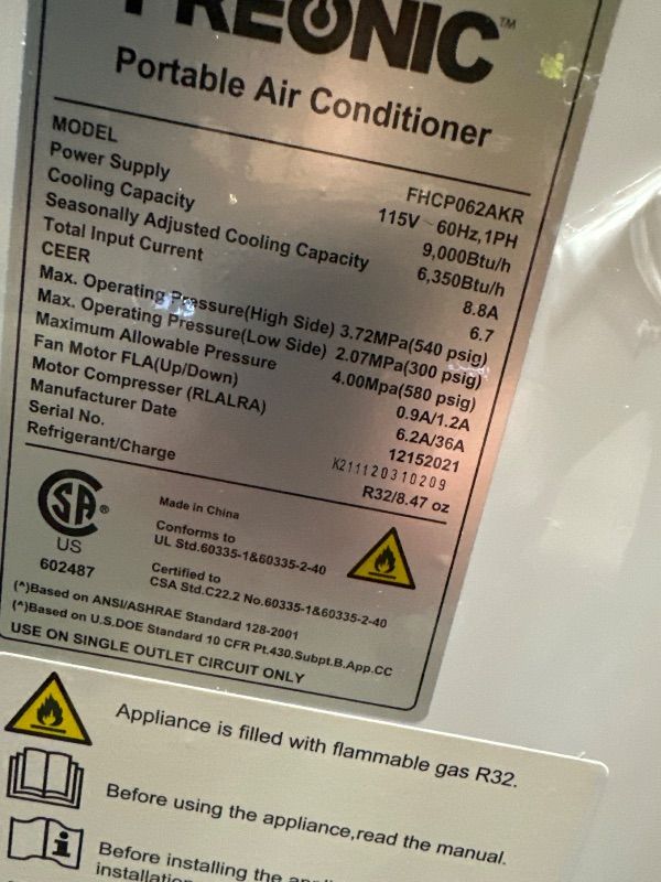 Photo 1 of **doesnt cool, might need freon**Freonic - 300 Sq. Ft. Portable Air Conditioner - White