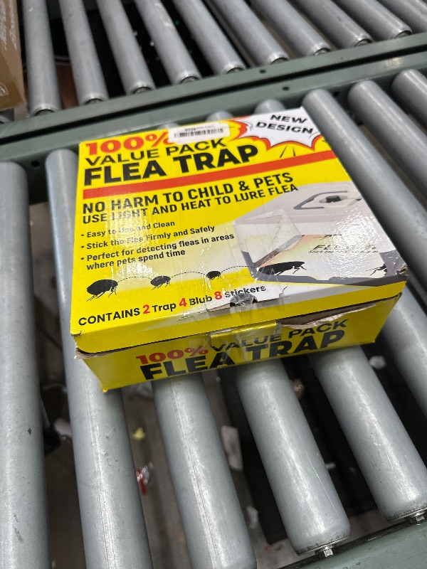 View 3 of 2 Pack Flea Traps for Inside Your Home, Flea Light Traps for Home Indoor with 4 Bulbs and 8 Sticky Discs, Bed Bug Trap Safe to Pets and Kids