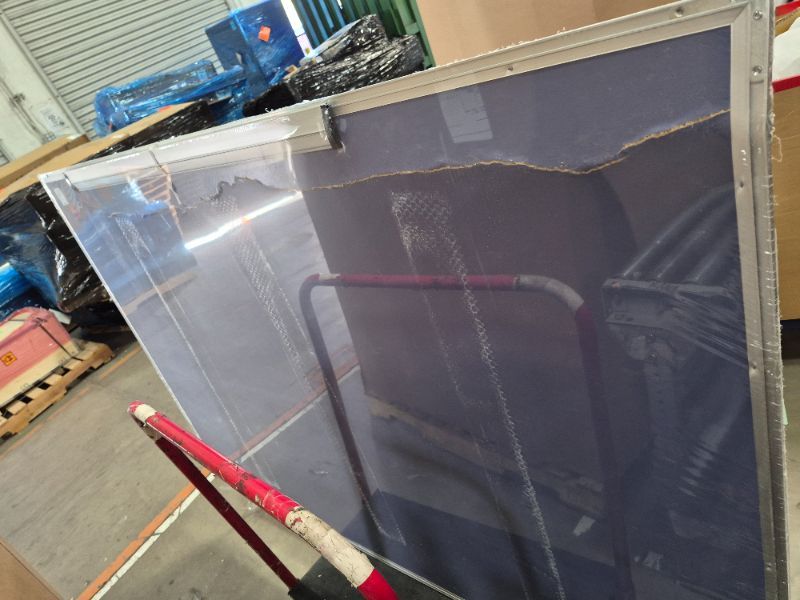 Photo 1 of ***DENTS**Amazon Basics Large Magnetic Dry Erase Whiteboard with Pen Tray for School, Classroom, Office & Home , 48" x 72", Aluminum frame, Silver/White