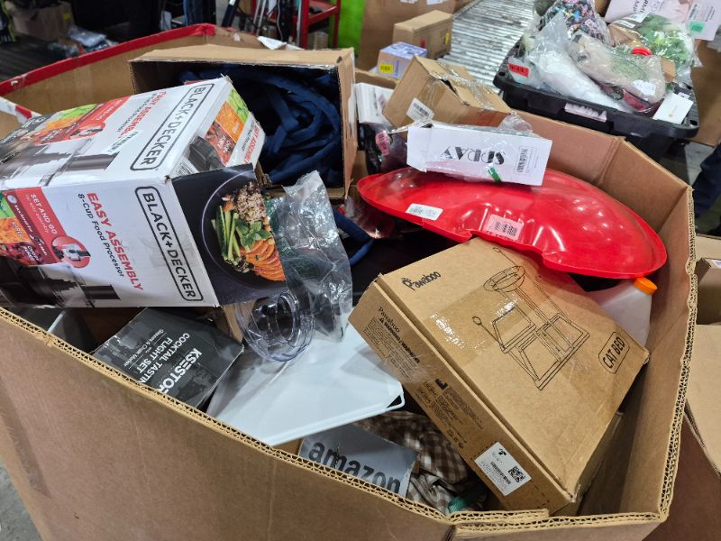 Photo 1 of 
Box Size: 4-Foot Pallet (Truck/Trailer Pickup Only) | This 4-foot pallet contains roughly 200-300 assorted items, the same types we list for auction daily. Sourced from return centers, items are uninspected and may be new or gently used, with typical val