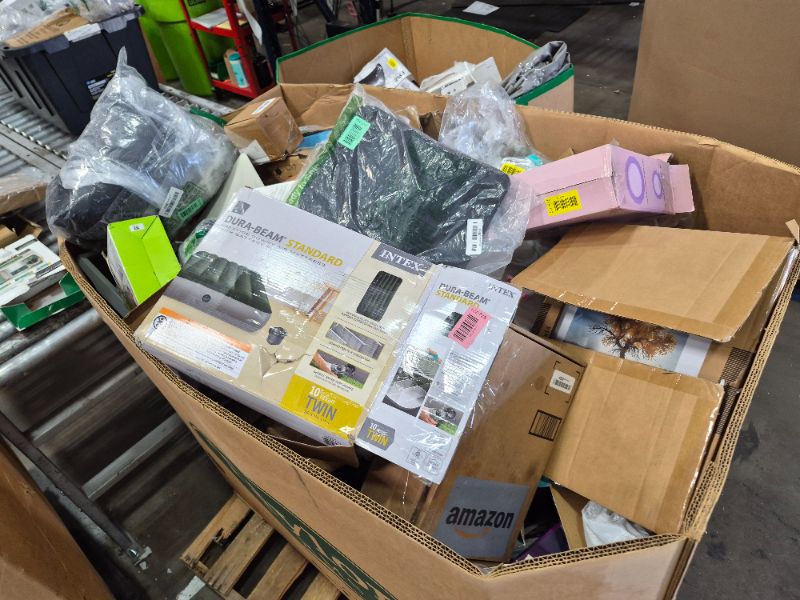 View 2 of
Box Size: 4-Foot Pallet (Truck/Trailer Pickup Only) | This 4-foot pallet contains roughly 200-300 assorted items, the same types we list for auction daily. Sourced from return centers, items are uninspected and may be new or gently used, with typical val