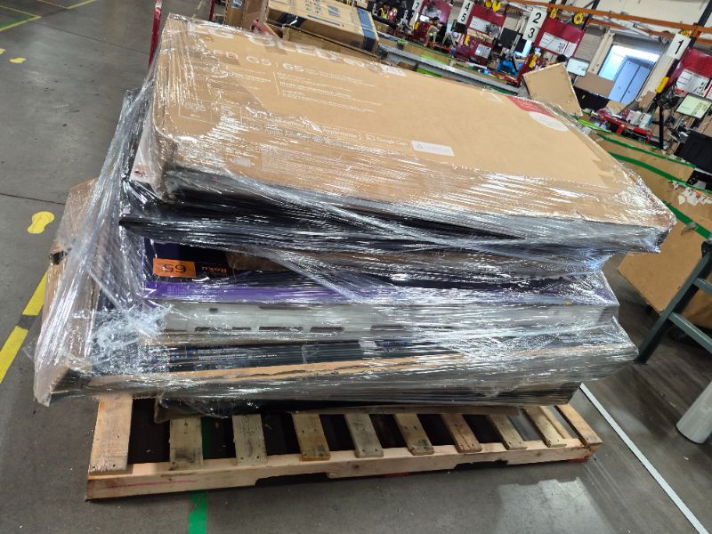 Photo 1 of
Box Size: Damaged & Random TVs (Truck/Trailer Pickup Only) | This pallet includes approximately 8–10 mixed televisions, consisting of damaged, untested, and random-condition TVs. These units come directly from return centers and may have cracked screens,