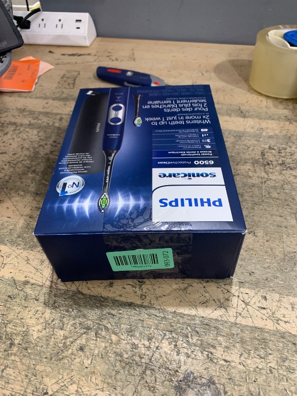 Photo 1 of *FOR PARTS ONLY* Philips Sonicare ProtectiveClean 6500 Rechargeable Electric Toothbrush, with Pressure Sensor, 3 Cleaning Modes, SmarTimer and QuadPacer, 14-Day Battery Life, Charging Travel Case, Navy Blue, HX6462/07
