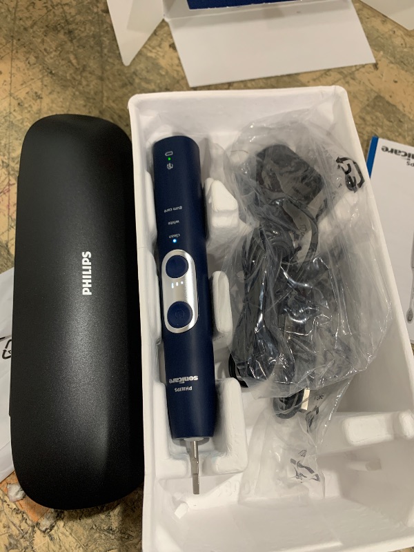 Photo 1 of *FOR PARTS ONLY* Philips Sonicare ProtectiveClean 6500 Rechargeable Electric Toothbrush, with Pressure Sensor, 3 Cleaning Modes, SmarTimer and QuadPacer, 14-Day Battery Life, Charging Travel Case, Navy Blue, HX6462/07