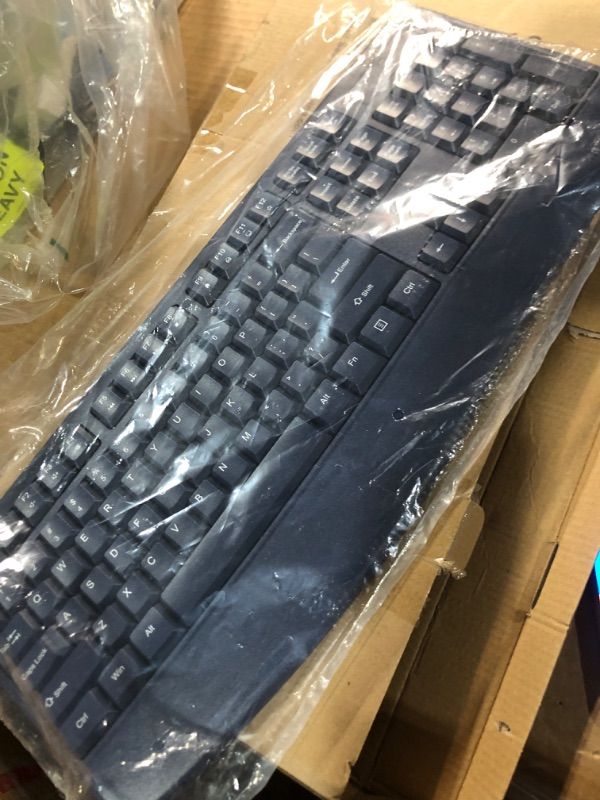 Photo 1 of ***MISSING PARTS***
Wireless Keyboard and Mouse Combo, Full-Sized 2.4GHz Wireless Keyboard with Comfortable Palm Rest and Optical Mouse for Windows, Mac OS PC/Desktops/Computer/Laptops (Starry Blue)