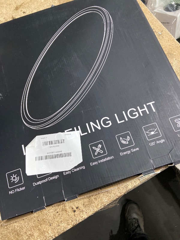 Photo 1 of 15 Inch Flush Mount Ceiling Light with Night Light, 36W 3600LM, Dimmable LED Ceiling Lights Fixture with Remote Control, 3000K/4000K/6500K Selectable, Slim Bright Bedroom Light Fixture, Round Black