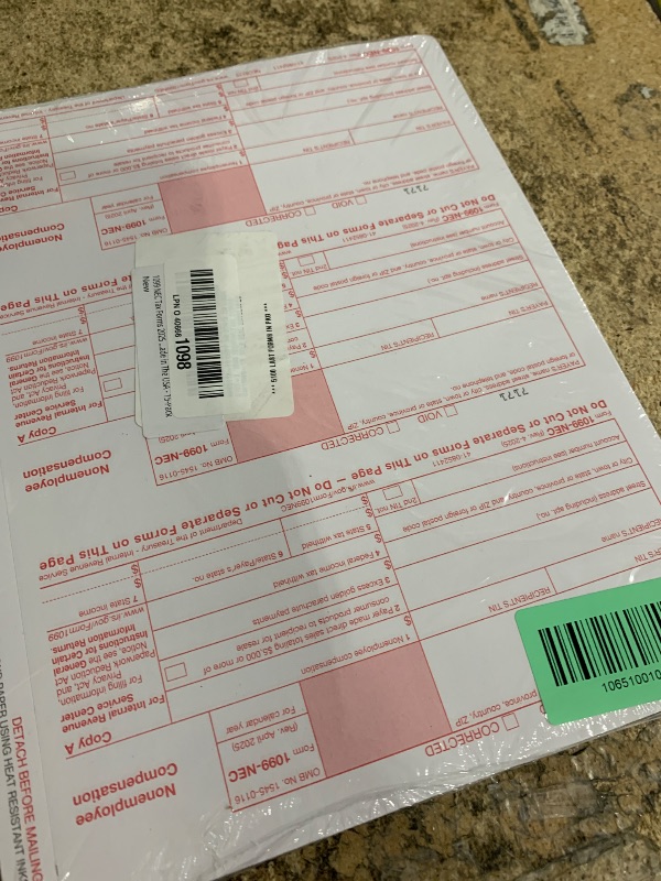 Photo 1 of 1099 NEC Tax Forms 2025 with Envelopes, 4 Part 15 Pack Tax Forms Kit and 15 Self-Seal Envelopes –Great for QuickBooks and Accounting Software, Value Pack for Business - Made in The USA - 15-Pack