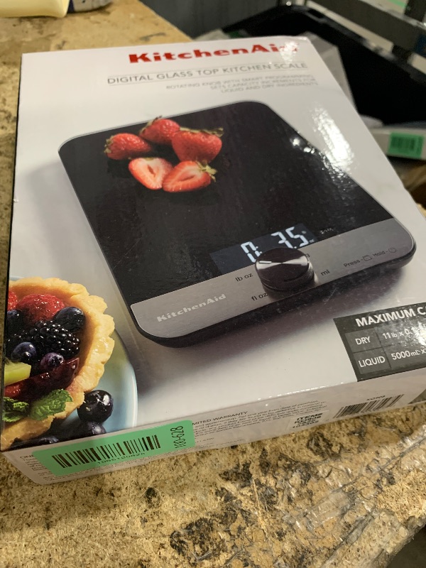 Photo 1 of KitchenAid KQ908 Glass Surface 11 Pound Capacity Digital Kitchen and Food Scale, Black