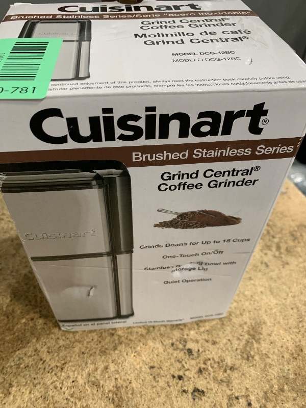 View 2 of **HEAVILY USED, NEEDS CLEANINGH**Cuisinart DCG-12BC Grind Central Coffee Grinder, Blade, Silver