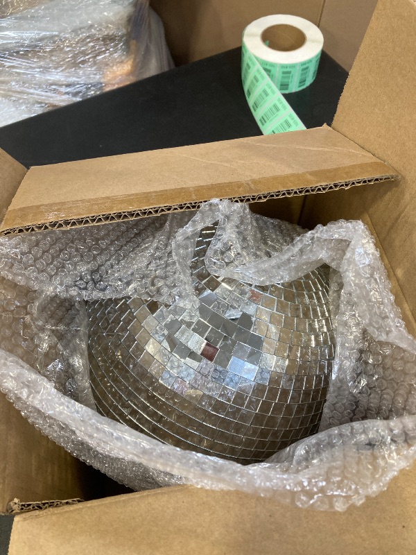 Photo 1 of 10-Inch Silver Mirror Disco Ball - The Ultimate Party Decoration for Wedding - Transform Your Event with Dazzling Light Reflections - Ideal for Dance Parties and Special Occasions - Silver