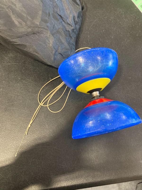 Photo 1 of 6 Pieces Chinese Diabolo Toy Set Includes 5 Inches Five Bearings Diabolo Blue Ball Toys with 2 Alloy Sticks 2 Ropes Drawstring Bag for Fun