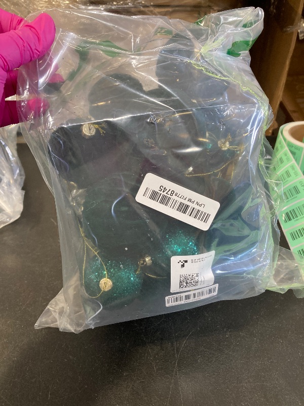 Photo 1 of 38 Pcs Dark Green Velvet Christmas Ball Ornaments Dark Green Christmas Tree Decorations with Paper Ornaments, Shatterproof Hanging Xmas Décor Set for Office Home Holiday in 3 Sizes(Small Medium Large)