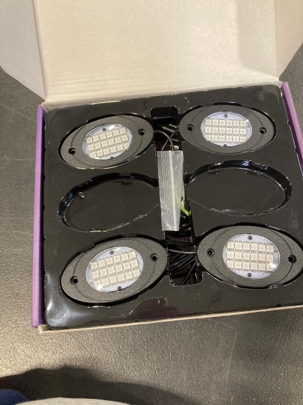 Photo 1 of 4 Pods RGB LED Rock Lights, Underglow Multicolor Neon Light Kit, Wheel Well Light with APP Control & Music Mode, Under Glow Lights for Trucks,Jeep,SUV,Golf Cart,ATV,Pickup Off Road,12V