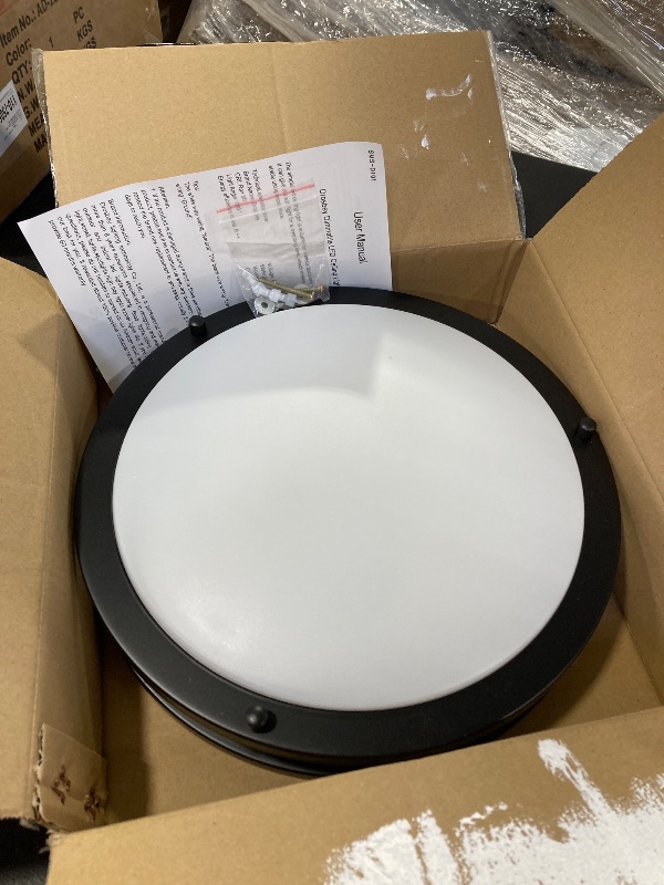 Photo 1 of 36W Dimmable LED Ceiling Light Fixture, 12in Flush Mount Light Fixture, Ceiling Lamp for Bedroom, Kitchen, Bathroom, Hallway, Super Bright 3500 Lumens, Black, 3000K Warm White