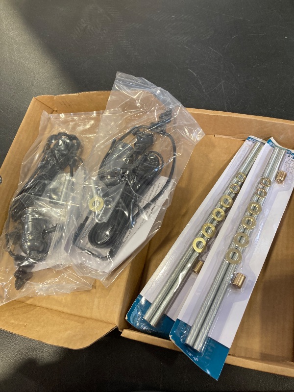 Photo 1 of 2 Sets Make-a-Lamp Kits - Table Repair or DIY Wiring Kits With 8'' Harp, 12'' Pipe, 3-Way Socket, 8 ft Cord, and All Hardware Parts for Creating DIY Antique Lamp Designs (Black)