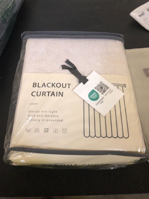 Photo 1 of 100% Blackout Shield Linen Blackout Curtains for Bedroom 96 Inches Long, Back Tab/Rod Pocket Living Room Drapes, Thermal Insulated Blackout Curtains 2 Panels Set, 50" W x 96" L,Cream