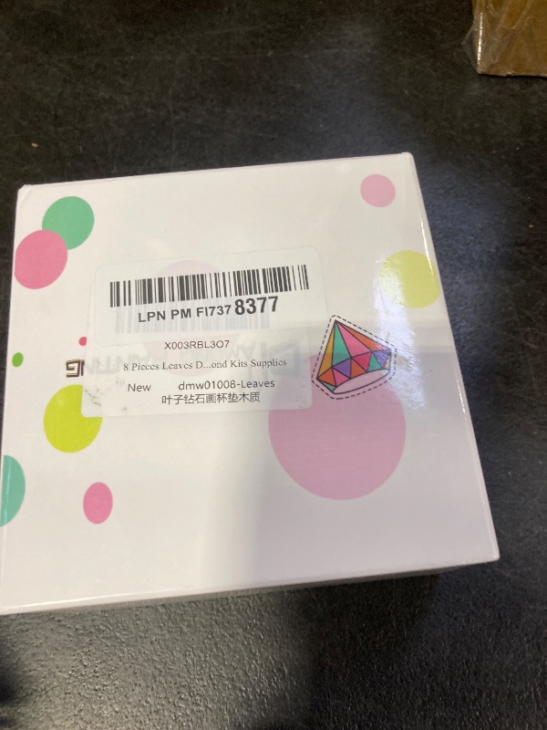 Photo 1 of 8 Pieces Leaves Diamond Coasters with Holder DIY Green Leave Diamond Art Coasters Round Cup Coasterfor Adults Diamond Kits Supplies