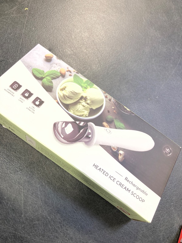 Photo 1 of ANZKTOS Heated Ice Cream Scoop with Safety Lock – Dual Temp Control 113?/140?,Rechargeable Electric Scooper for Gelato, Sorbet,Melon, Frozen Yogur,Fast Melting Kitchen Tool (White)