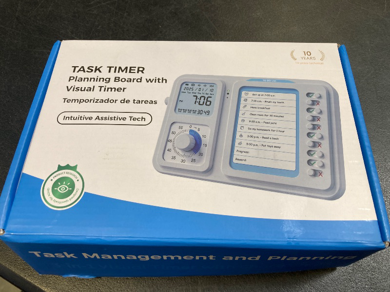 Photo 1 of 3-in-1 Visual Timer & ADHD Tool for Kids|Adults, Task Timer with Chore Chart Board, Visual Schedule for Kids with Autism, Daily Checklist for Home, School, Classroom, Desk