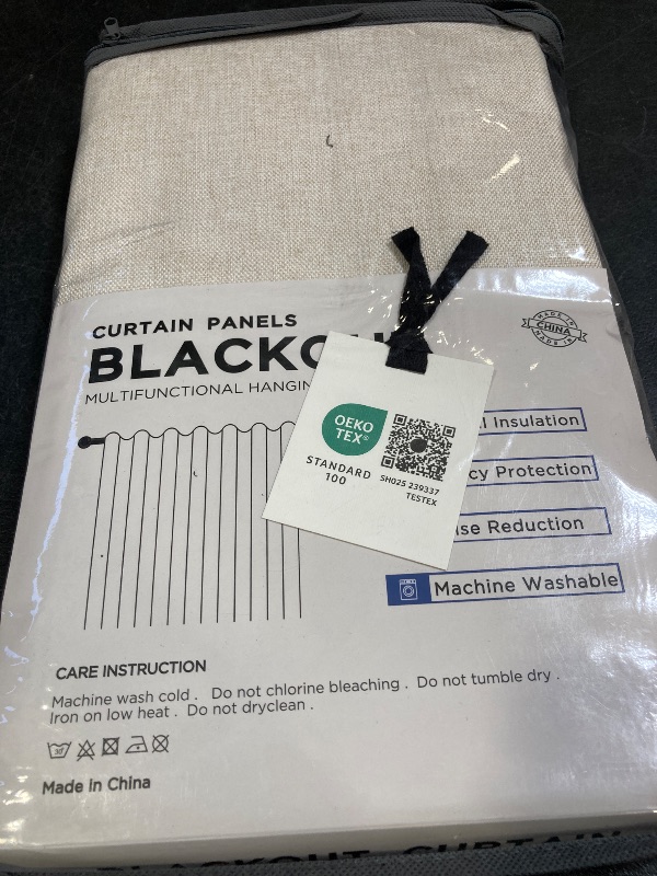 Photo 1 of 100% Blackout Shield Linen Blackout Curtains for Bedroom 84 Inches Long, Back Tab/Rod Pocket Living Room Drapes, Thermal Insulated Blackout Curtains 2 Panels Set, 50" W x 84" L, Cream
