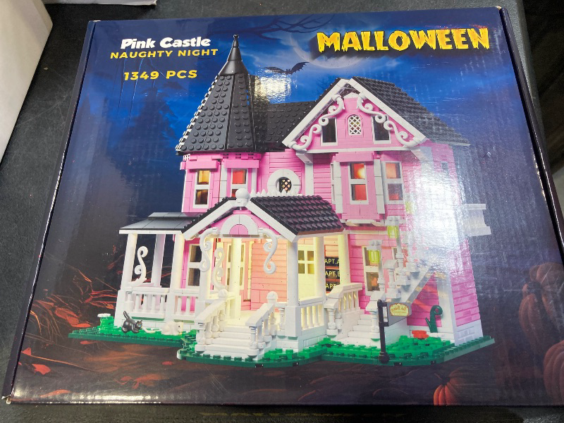 Photo 1 of 1349PCS Pink Palace House Building Set, Halloween Haunted House Blocks Toy, with Lights Christmas for Teens Girls 12+ ?Halloween House Kit for Kids Adults